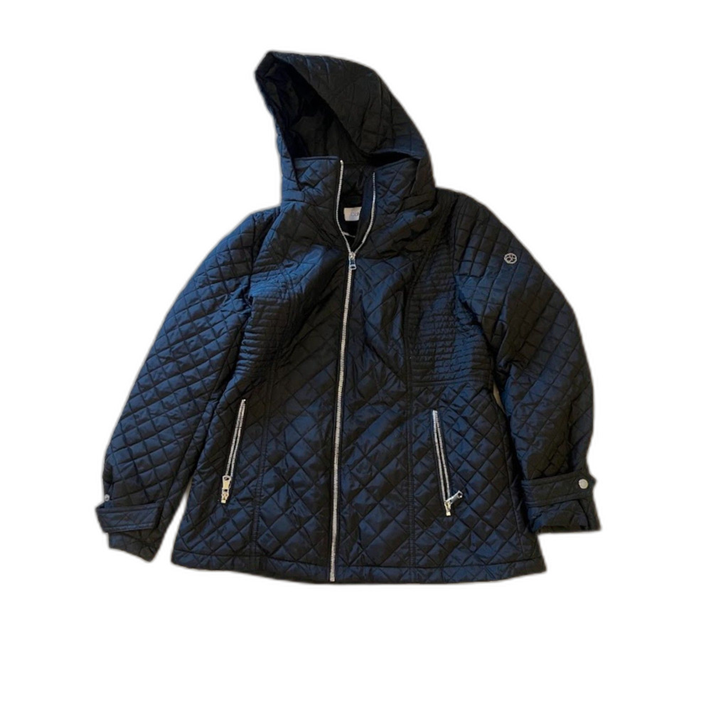 Calvin Klein Black Quilted Hooded Jacket Size Large
